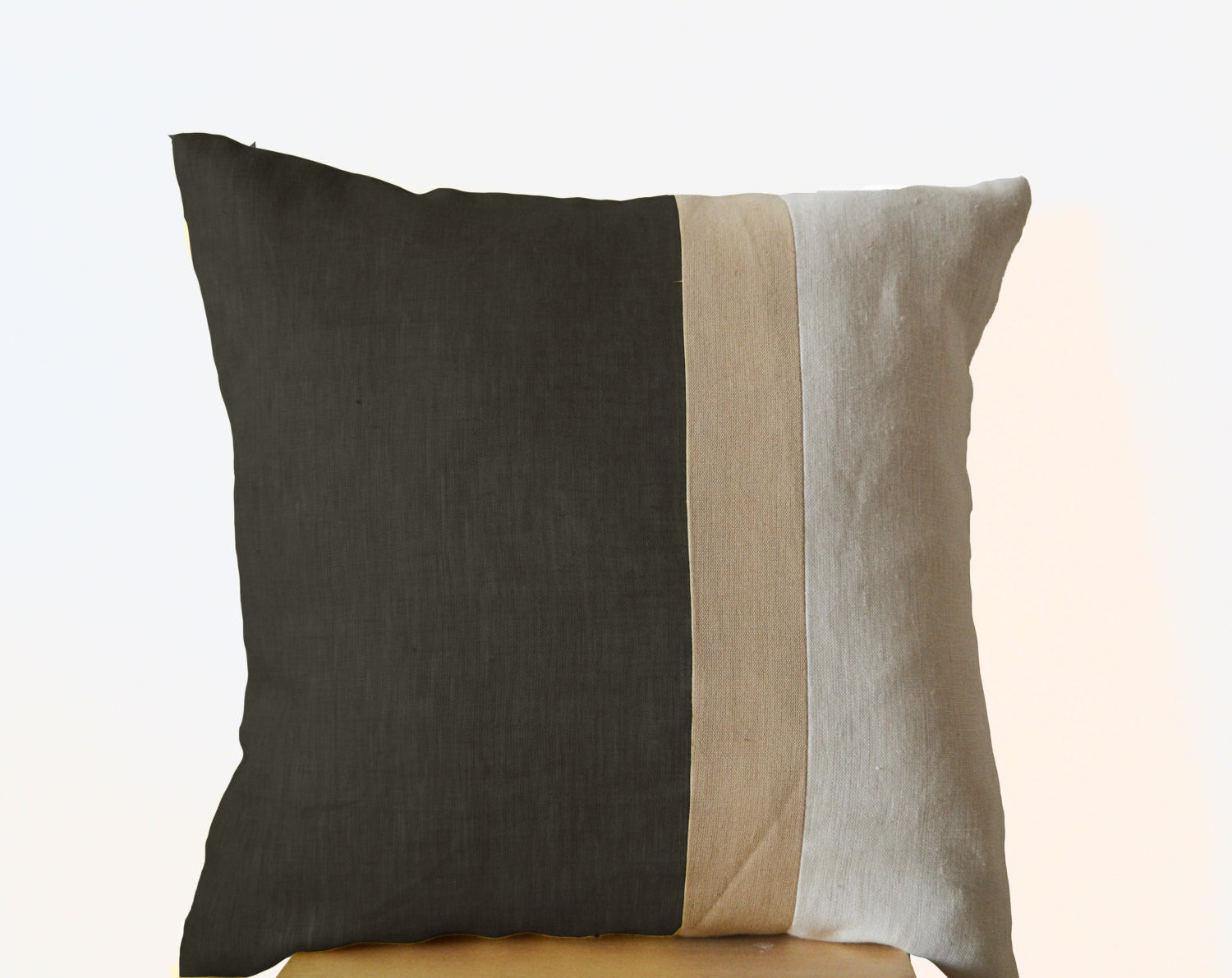 Handmade gray throw pillow with color block