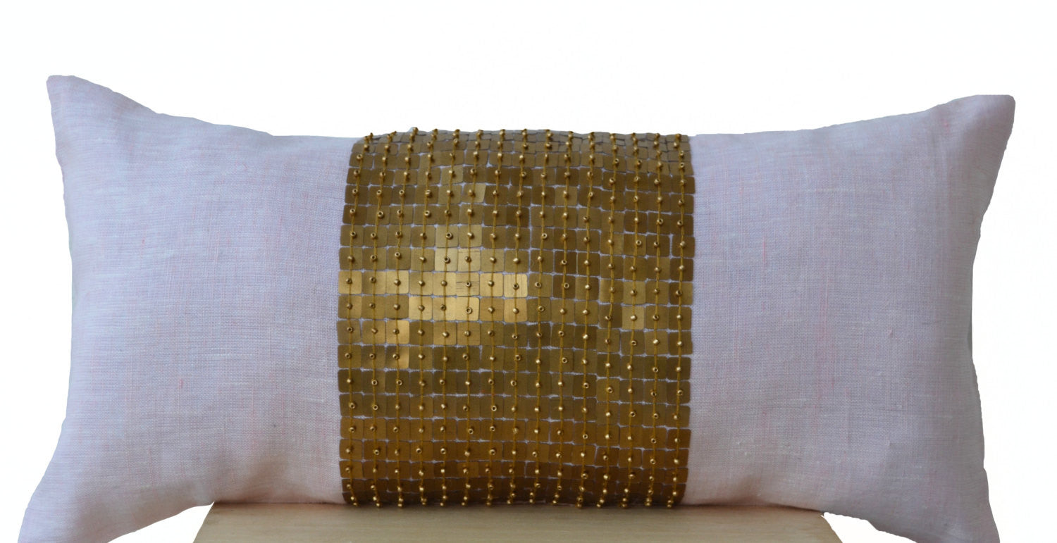 Shop for handmade pink gold silk pillows with sequin and color