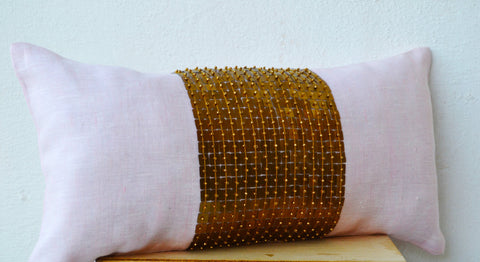 Handmade pink gold lumbar pillows