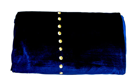 Navy blue hand embroidered king size bedspread with gold sequin