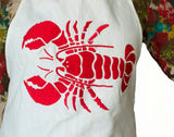 Handmade Burlap BBQ Red Lobster Design Aprons for Her