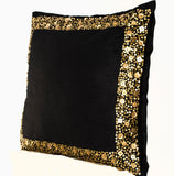 Handmade black cushion with gold sequin