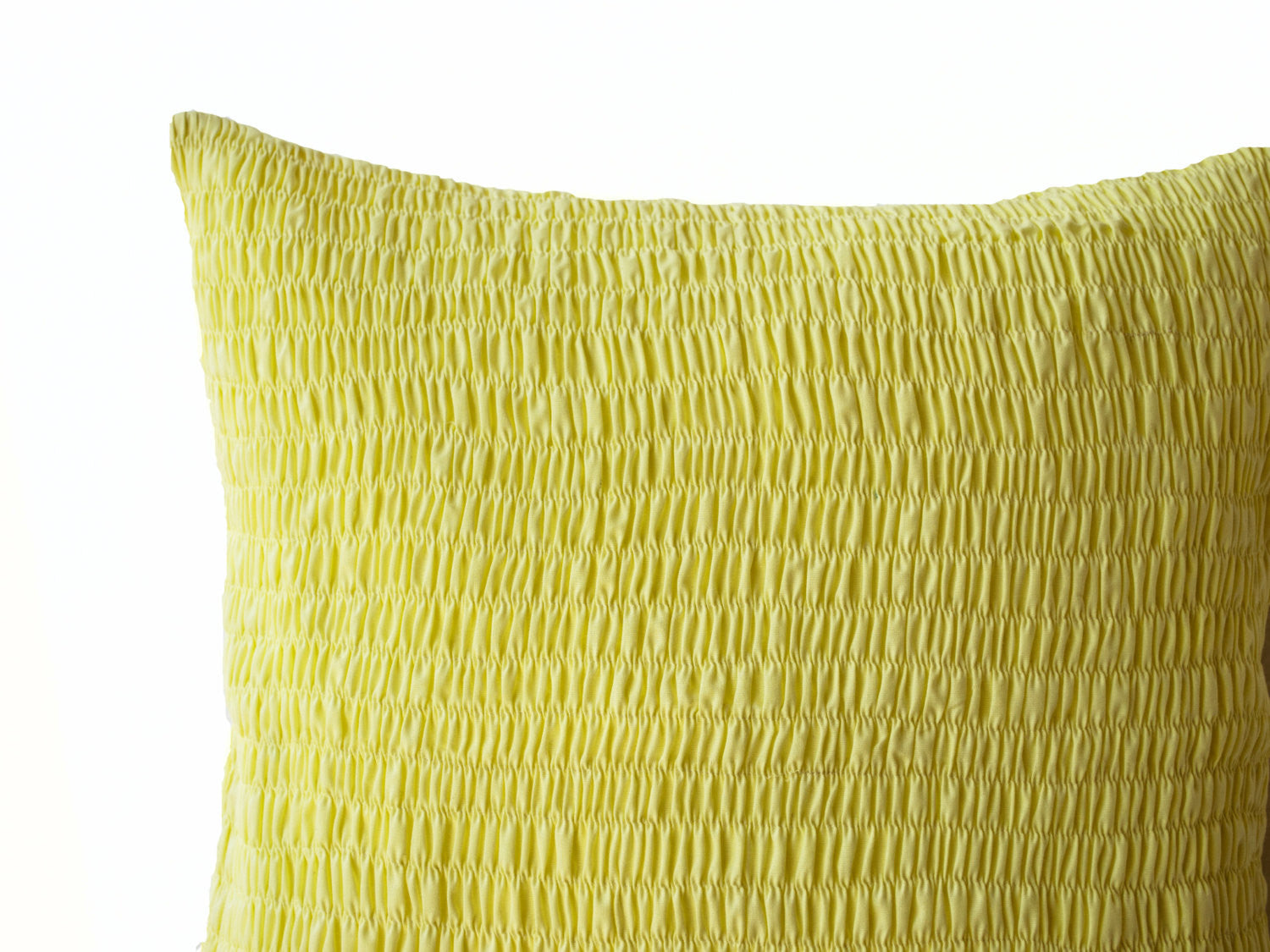 Handmade yellow cotton violet pillow with pleats