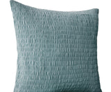 Handmade ruched gray cotton pillow with pleats