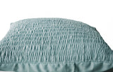 Handmade ruched gray cotton pillow with pleats