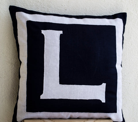 Handmade, personalized monogram alphabet square pillow 