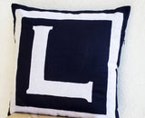 Handmade, personalized monogram alphabet square pillow 