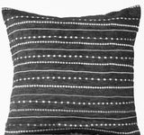 Handmade gray linen white embroidered pillow cover