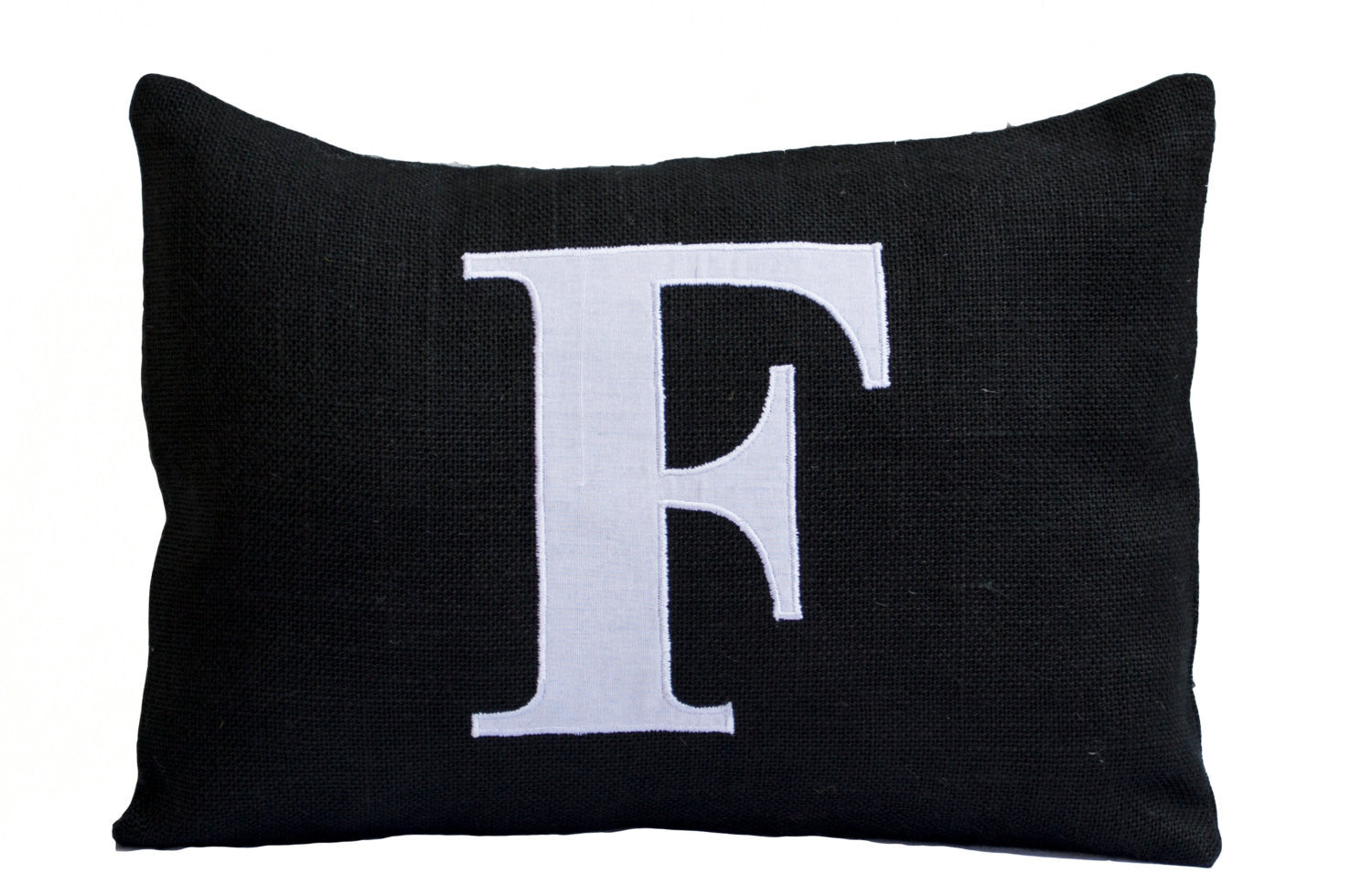 Handmade black white monogrammed throw pillows
