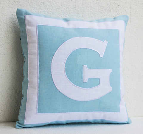Handmade pillow covers with custom monogram