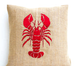 Handmade lobster throw pillow with embroidery