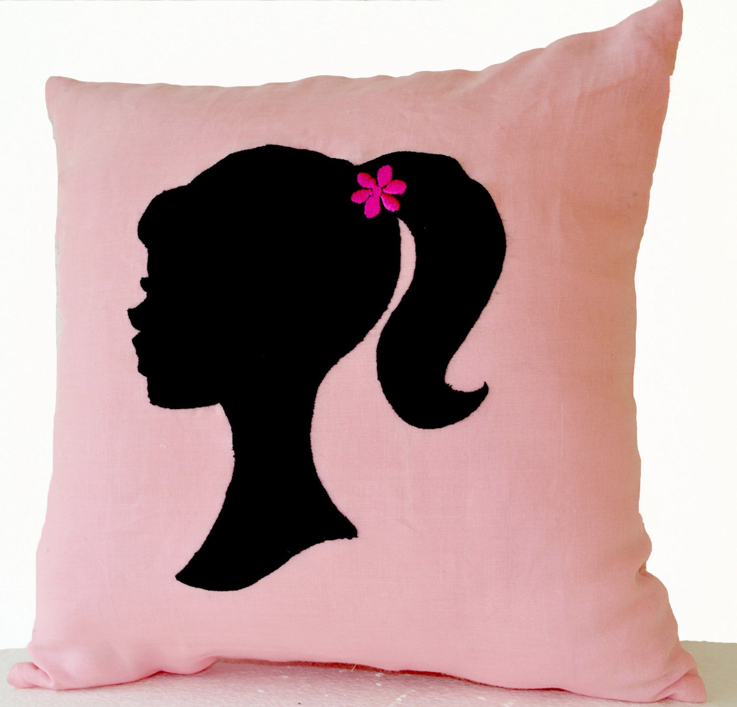 Handmade light pink throw pillow