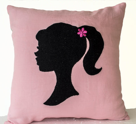 Handmade light pink throw pillow