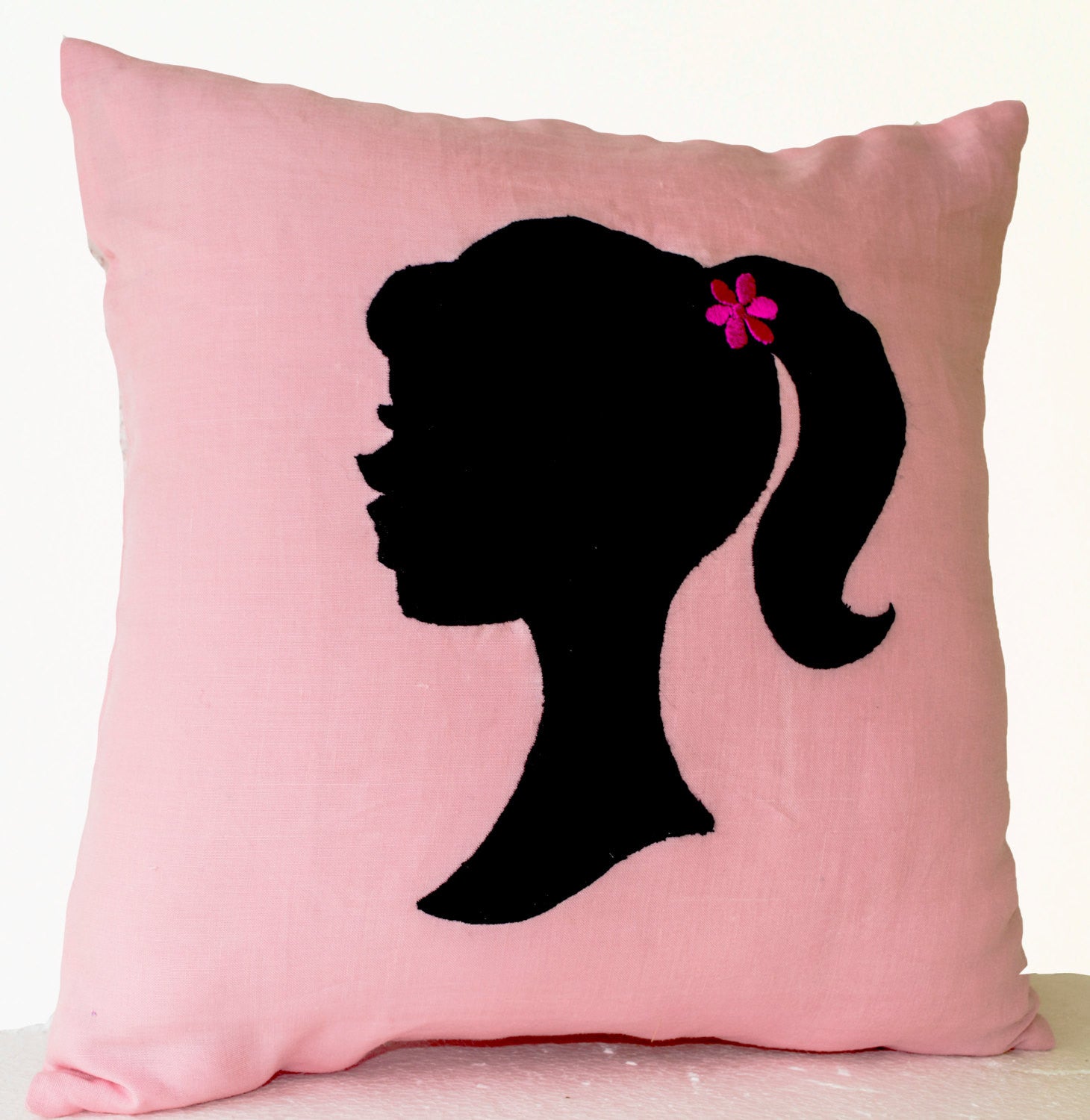 Shop online for handmade personalized light pink throw pillow – Amore Beauté