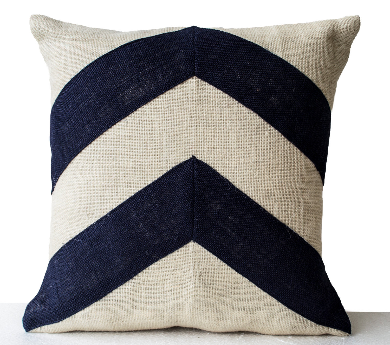 Handmade ivory black pillow cover with geometric pattern