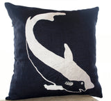 Navy blue throw pillows with shark design