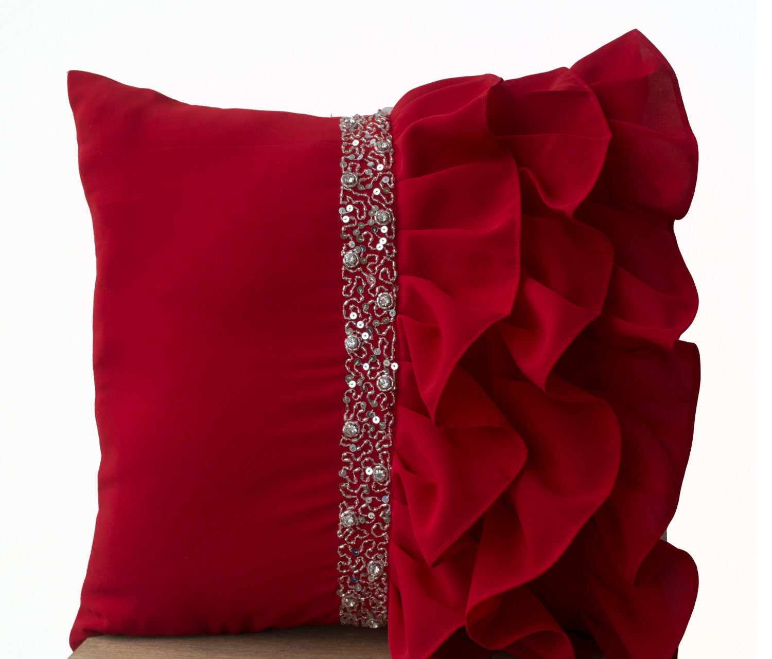 Shop for handmade pink gold silk pillows with sequin and color