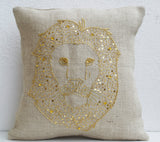 Wildlife pillow with embroidery and gold sequin