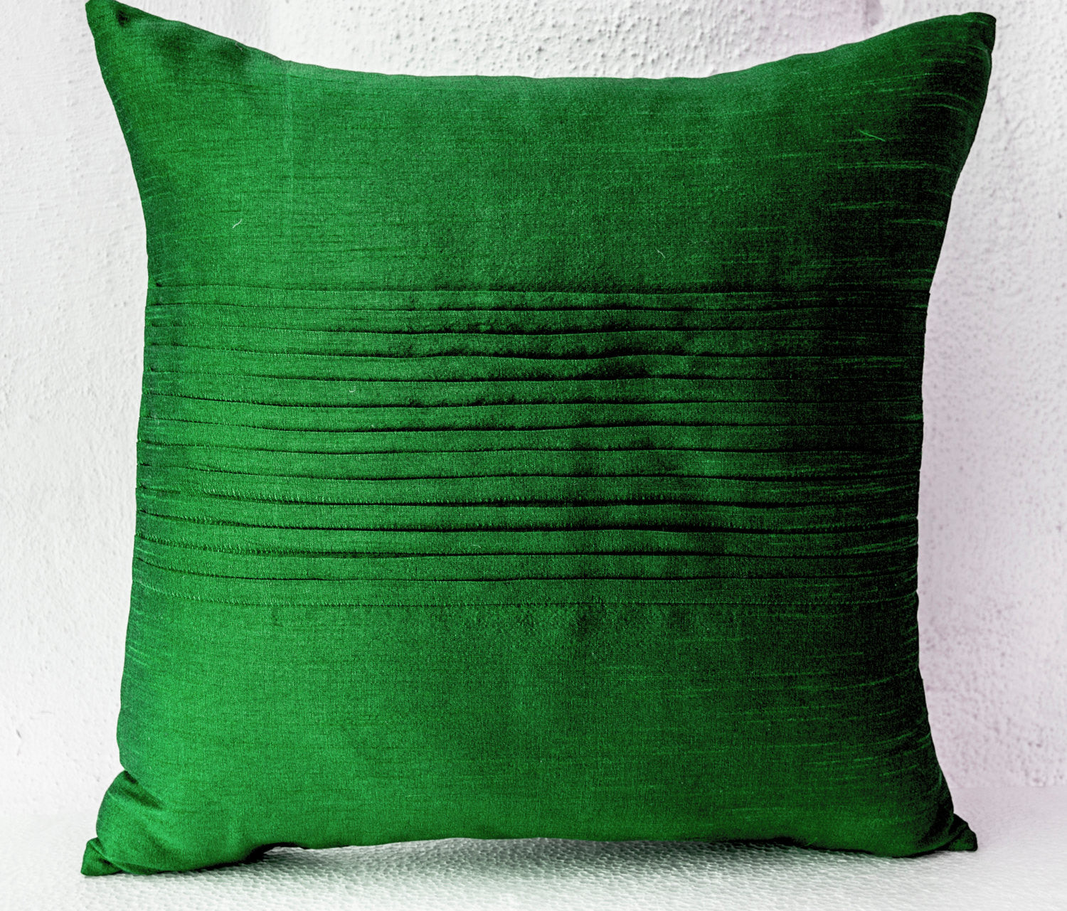 Handmade emerald green silk throw pillows
