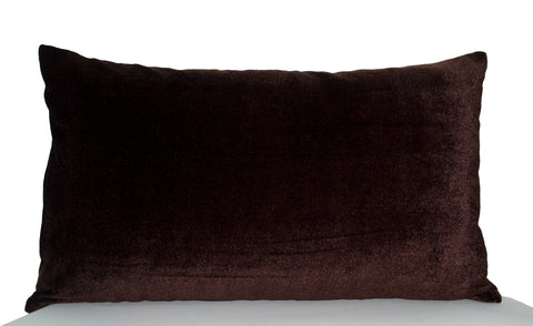 Handmade oatmeal linen chocolate brown velvet pillows