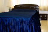 Navy blue hand embroidered king size bed cover with ruffles