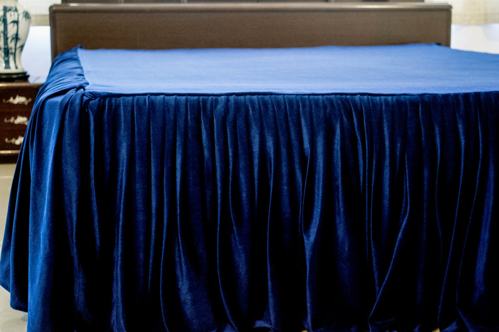 Buy handmade navy blue velvet bed spreads at great prices online