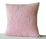 Handmade pink cotton accent throw pillow cover