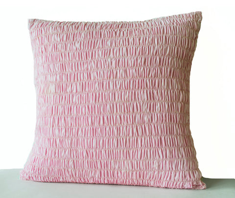 Handmade pink cotton accent throw pillow cover