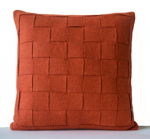 Handmade orange felt weave pillows