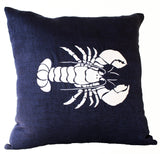 Handmade linen throw pillow with lobster design