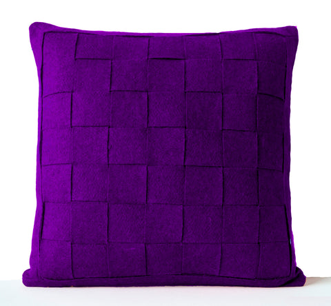  Handmade felt weave purple throw pillow