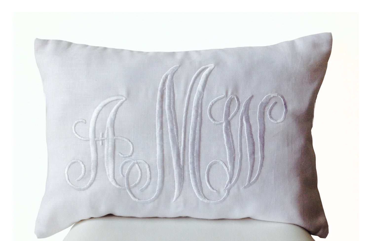 White Linen Pillowcase with Corner Embroidery – Linen and Letters