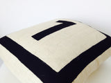 Handmade burlap throw pillow and cushion covers with personalized monogram in black