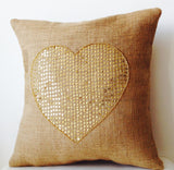Handmade gold burlap pillow covers