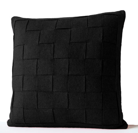 Handmade felt weave pillows in fuschsia, blue black