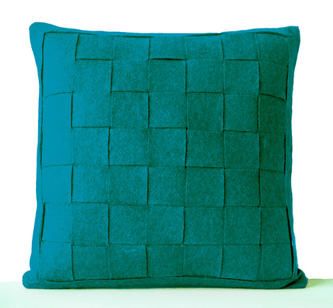 Handmade felt weave pillows in fuschsia, blue black