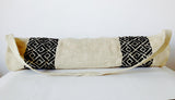 Handmade ivory burlap black yoga bag with hand embroidery