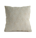 Amore Beaute Textured pillow cover in oatmeal linen with cotton thread meticulously hand knotted in beige thread.