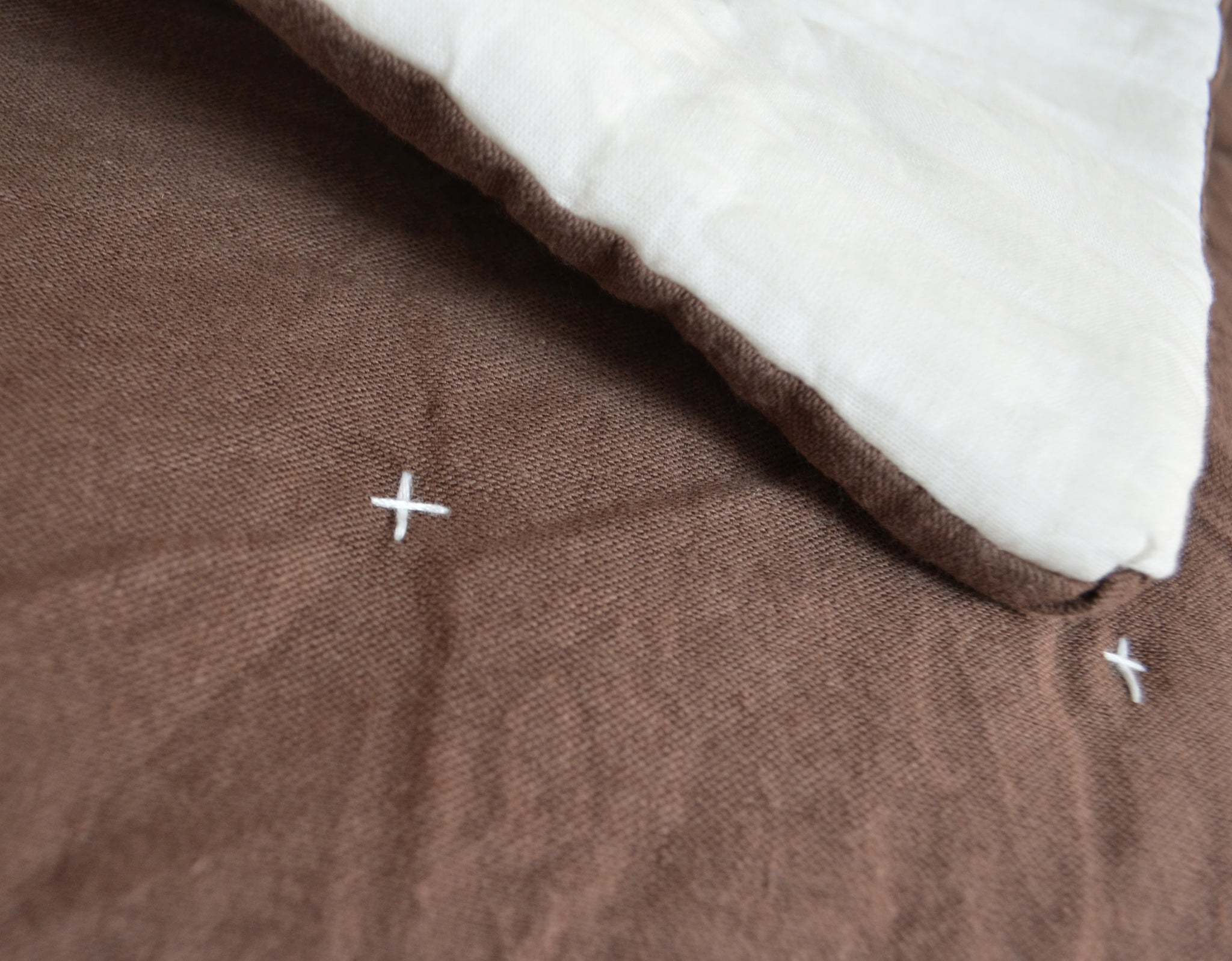 Handmade Brown Linen Quilt, Pick Stich Blanket, Linen Bedding