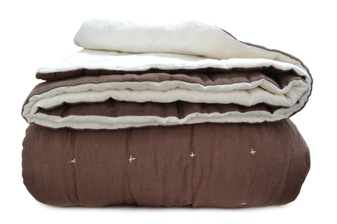 Handmade Brown Linen Quilt