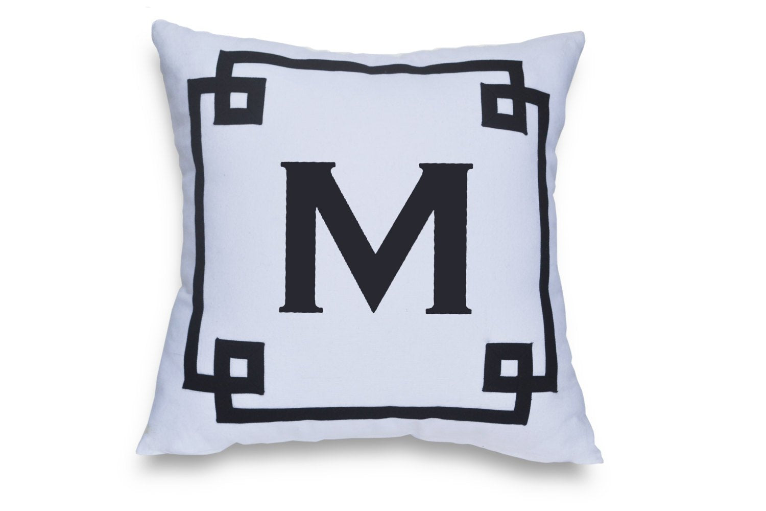 Greek Key Pillow Covers, Monogram Pillow Cover White Navy Throw
