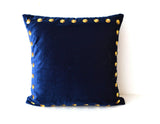 Amore Beaute Navy Velvet Pillow, Gold Accent Pillow Cover