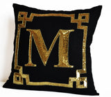 Gold Monogram Decorative Throw Pillow Cover