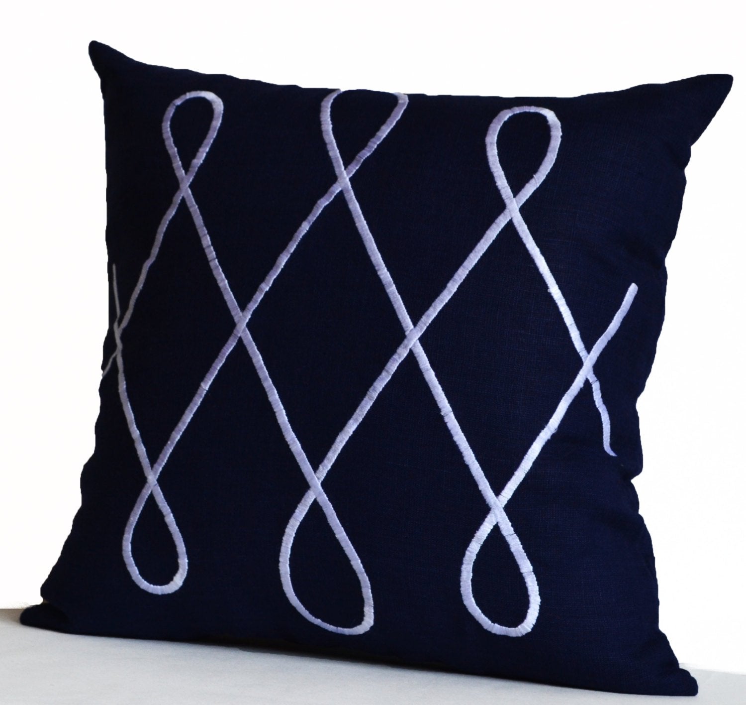 Amore Beaute Blue Throw Pillow Covers, Navy Blue Pillow Cover, Embroidered Pillow Cover