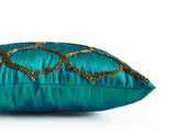 Amore Beaute Designer Japanese Sashiko Pillow in Turquoise Bead
