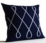 Amore Beaute  elegant loop navy linen pillow energizes modern spaces with geometric flair.