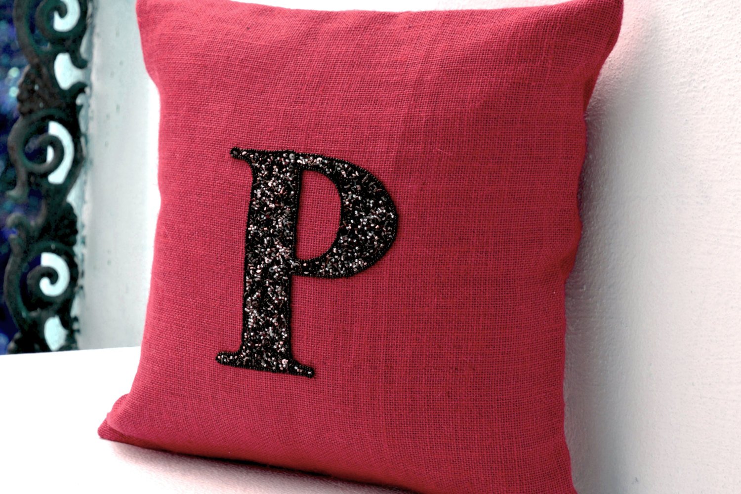 Amore Beaute Customized Sequin Monogram throw pillow, Sequin Throw pillows, Decorative pillow