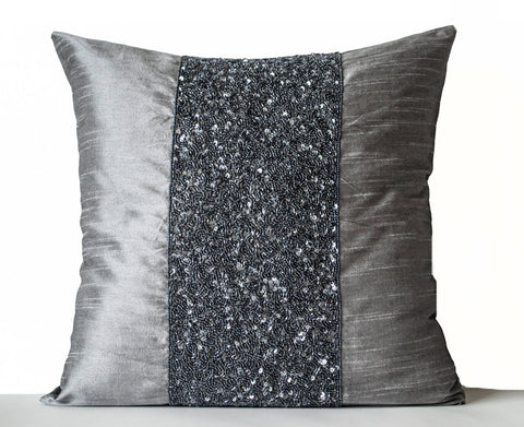 amore beaute grey silk pillow