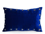 Amore Beaute Royal Blue Velvet Pillow Cover with Gold Sequins