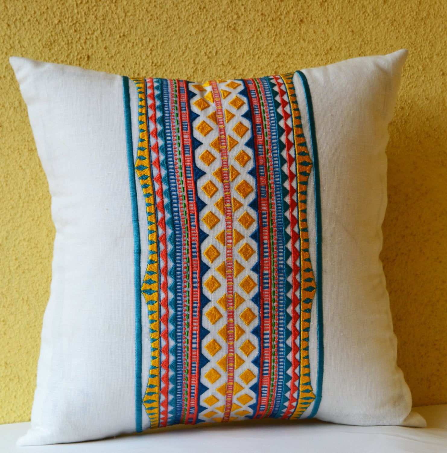 Boho Throw Pillow Covers 20x20 Blue And White Decorative Pillow